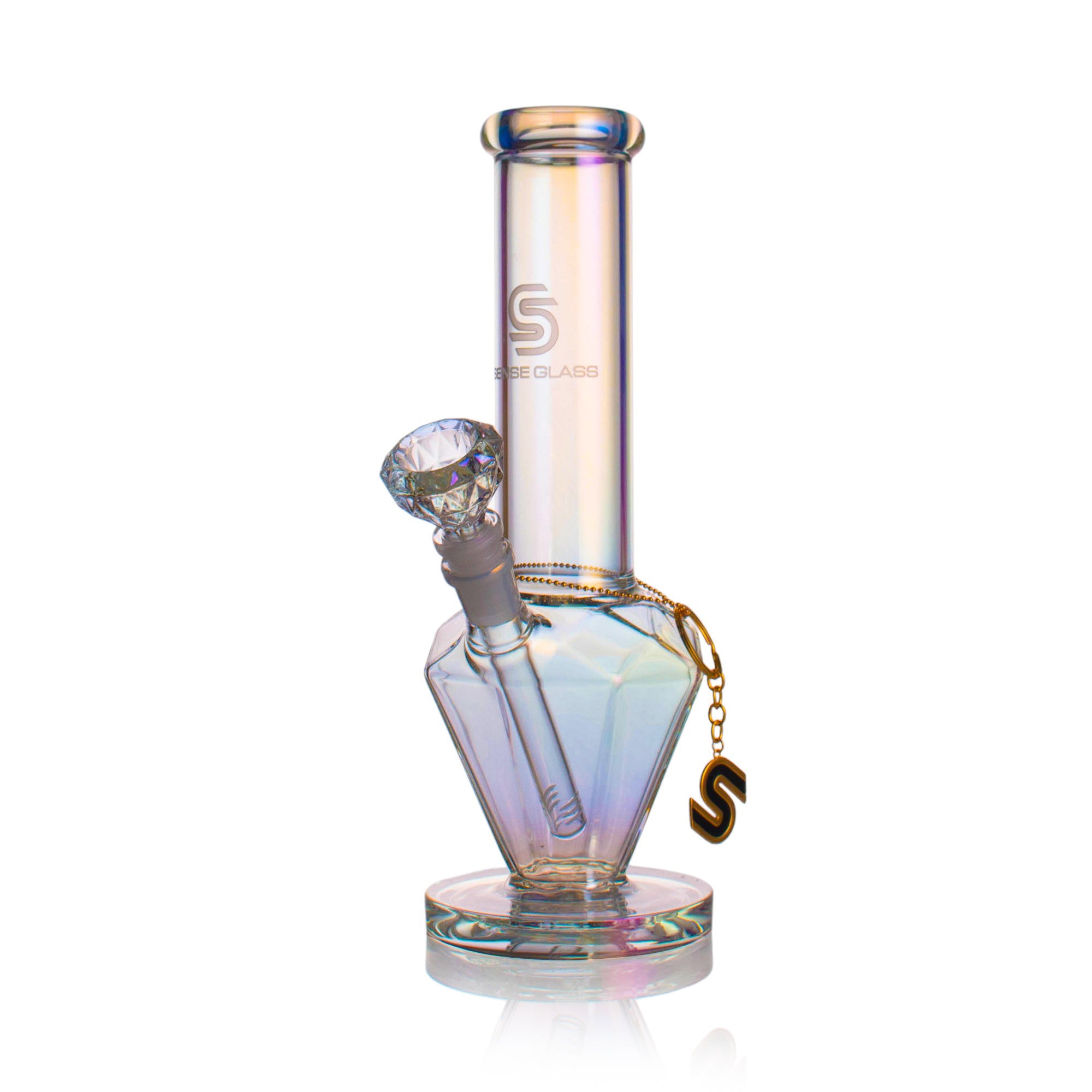 SENSE GLASS Diamond Beaker 12" - Clear Rainbow