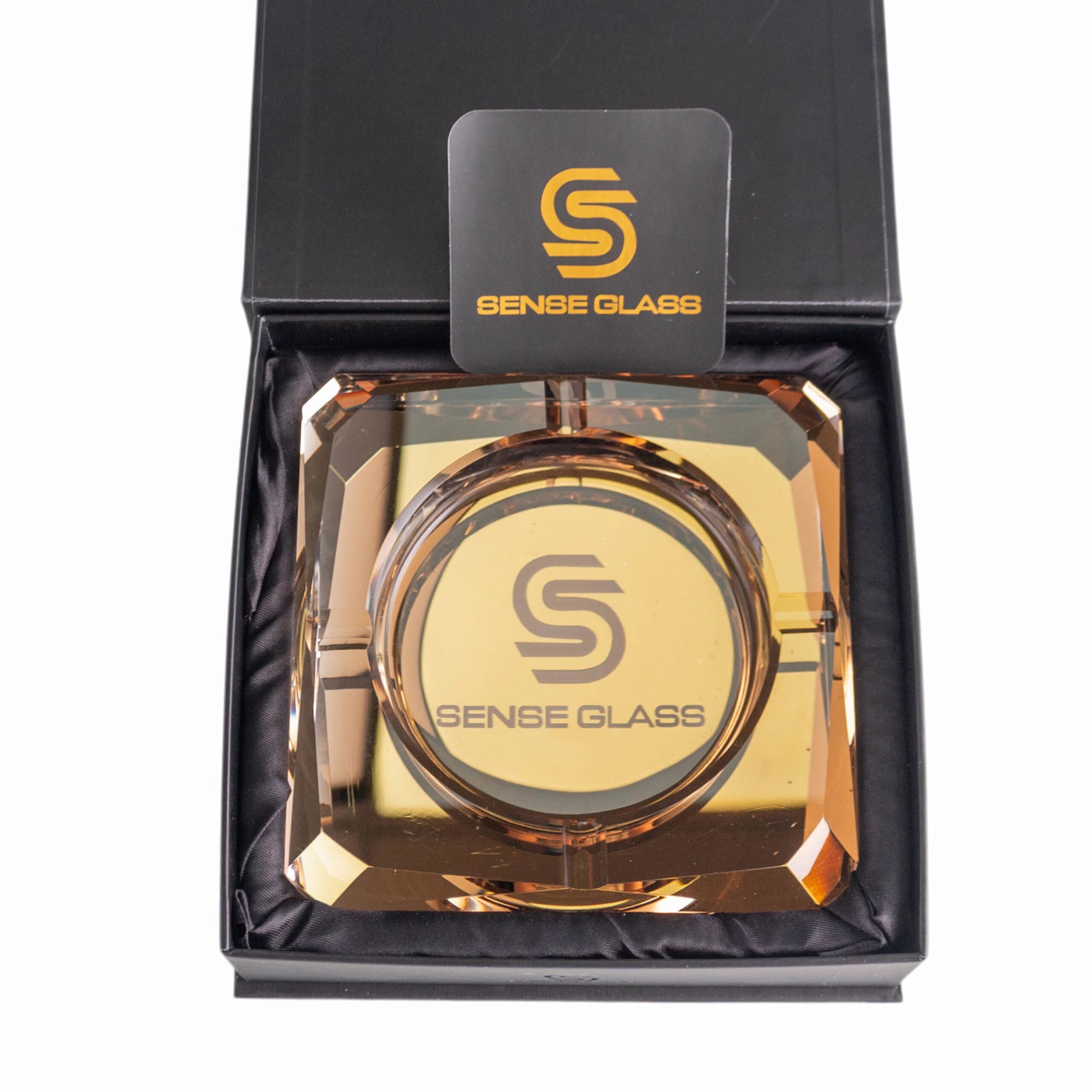 SENSE GLASS Crystal Square Glass Ashtray - side view