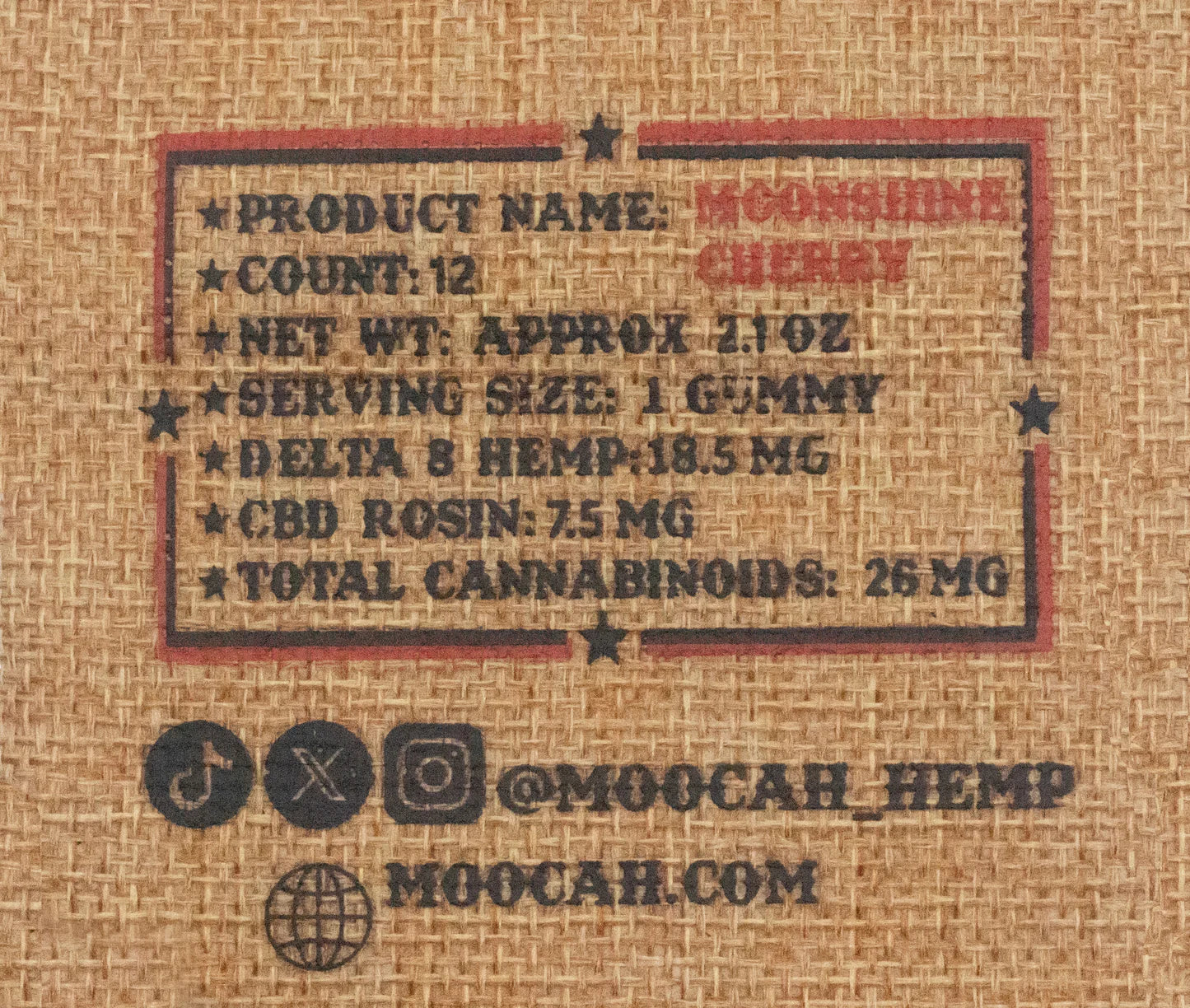 Moocah Gummies 20mg D8 + 5mg CBD rosin - 6 or 12 ct