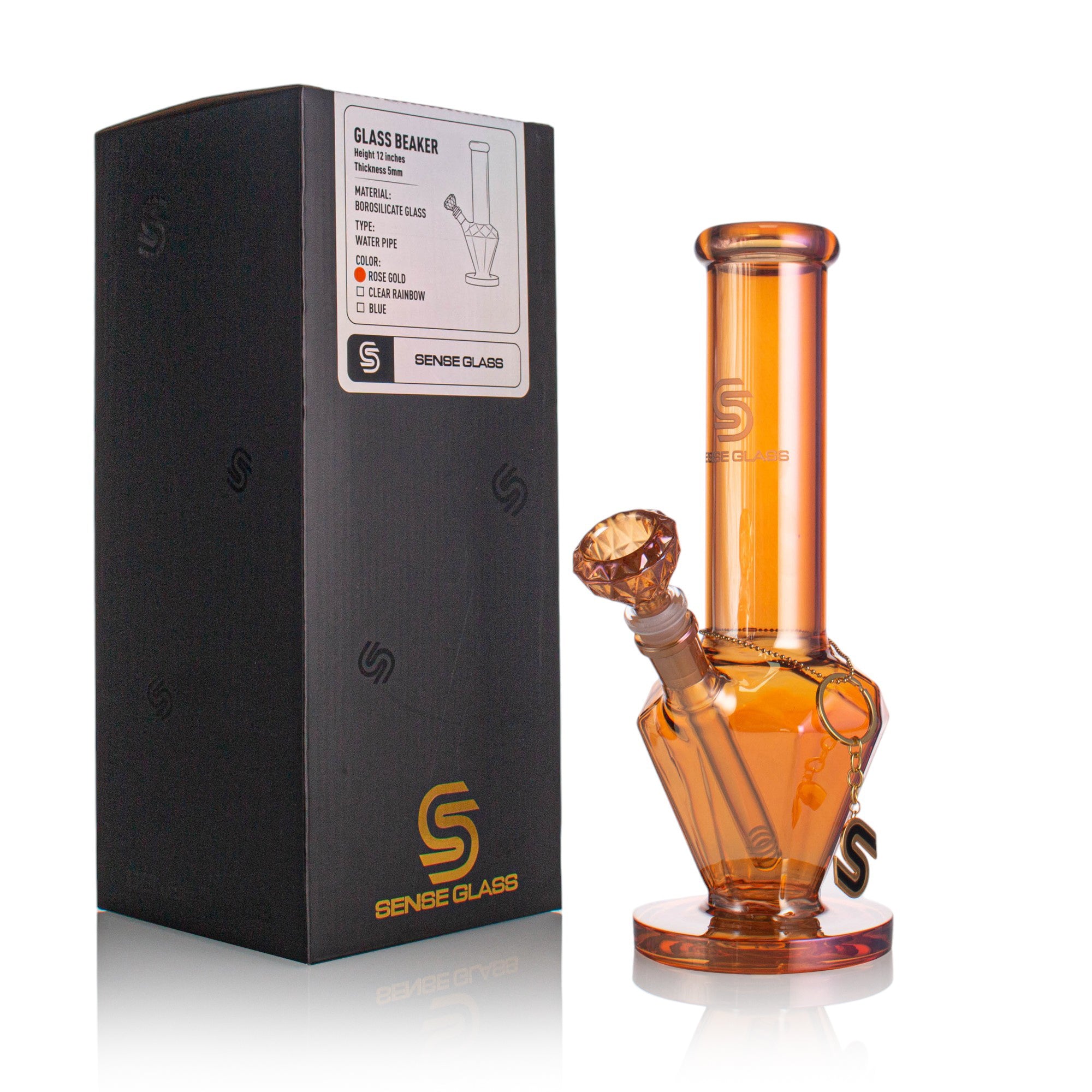 SENSE GLASS Diamond Beaker 12" - Rose Gold
