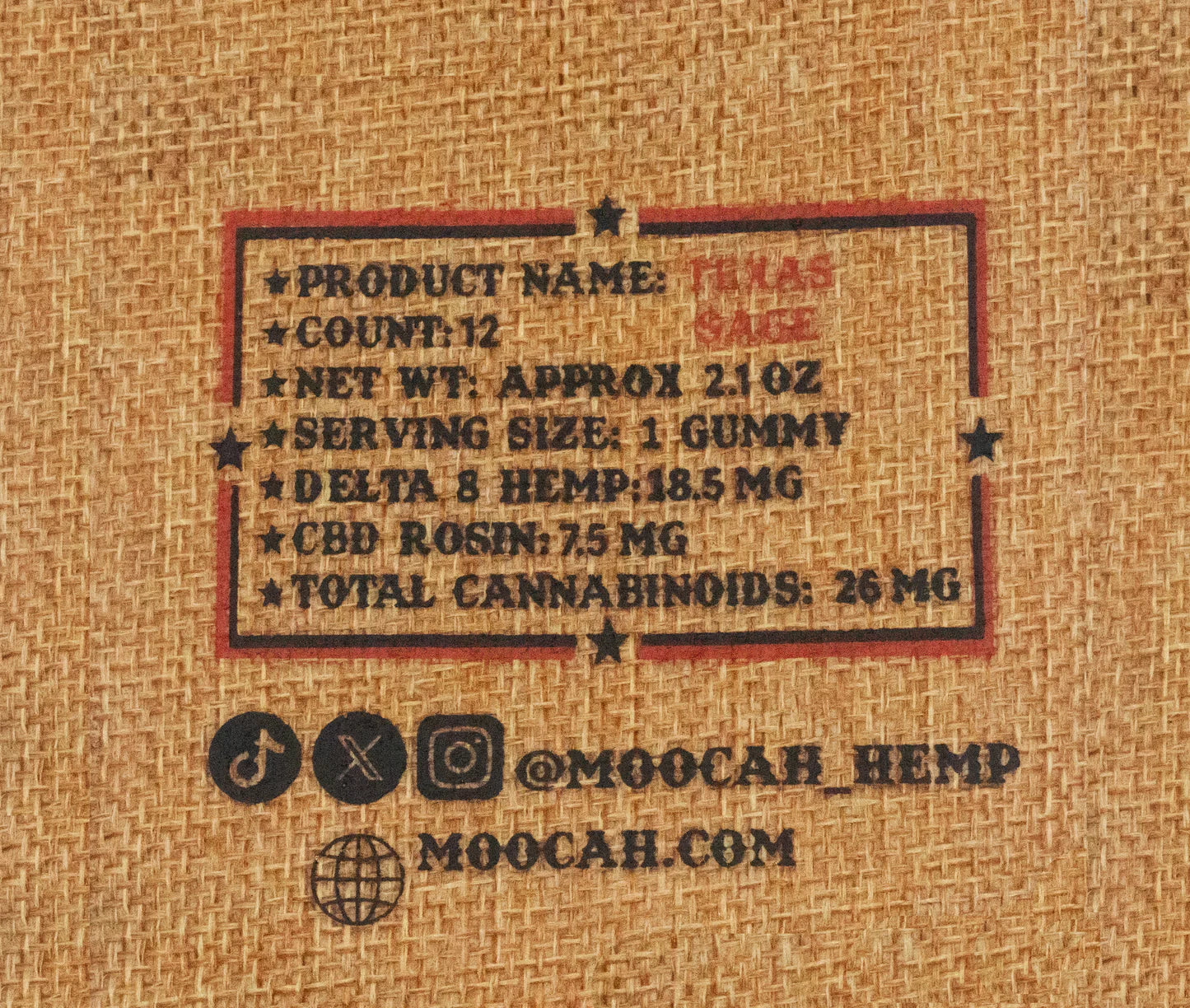 Moocah Gummies 20mg D8 + 5mg CBD rosin - 6 or 12 ct