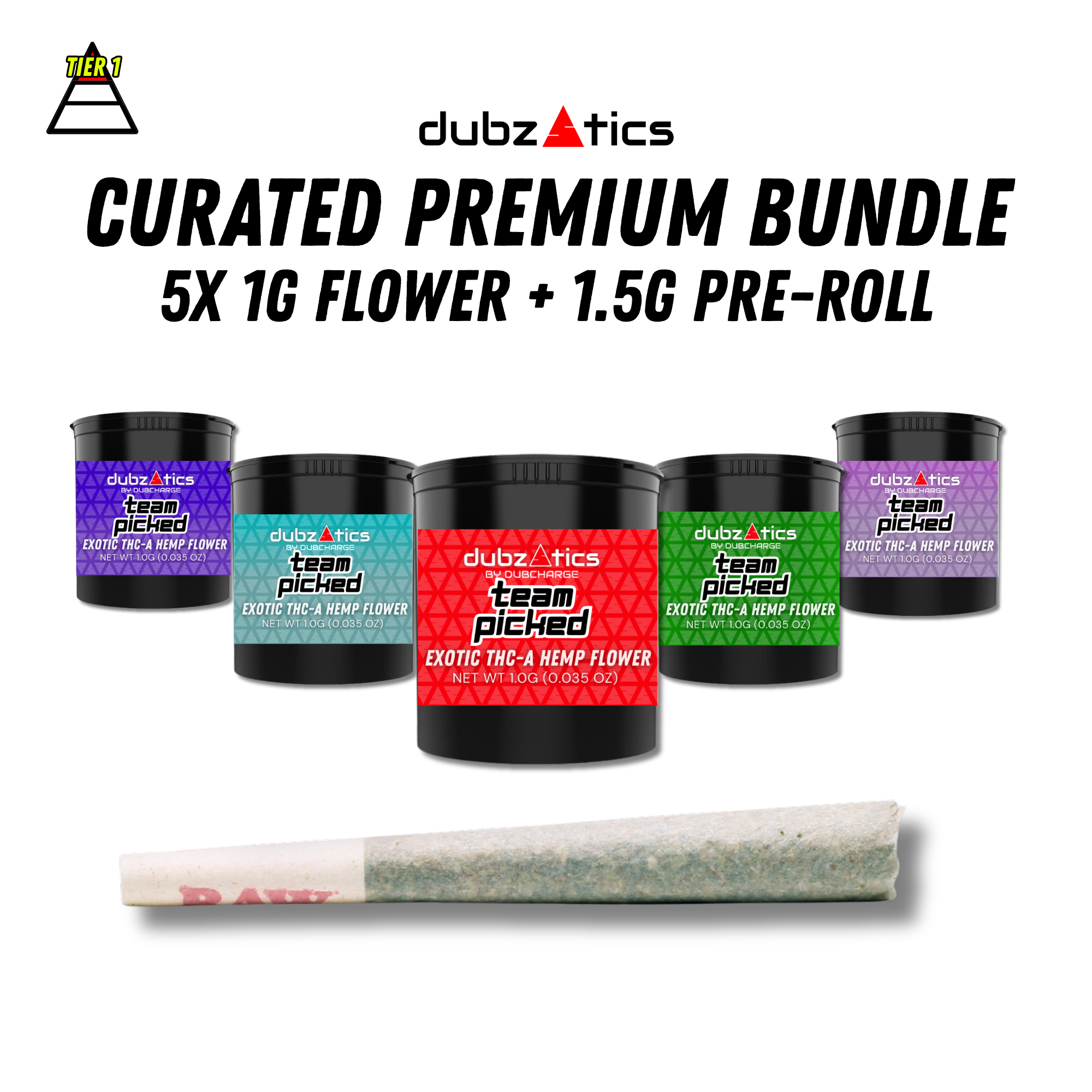 DubZotics Curated Bundle – 5x 1G Flower + 1.5G Signature Pre-Roll