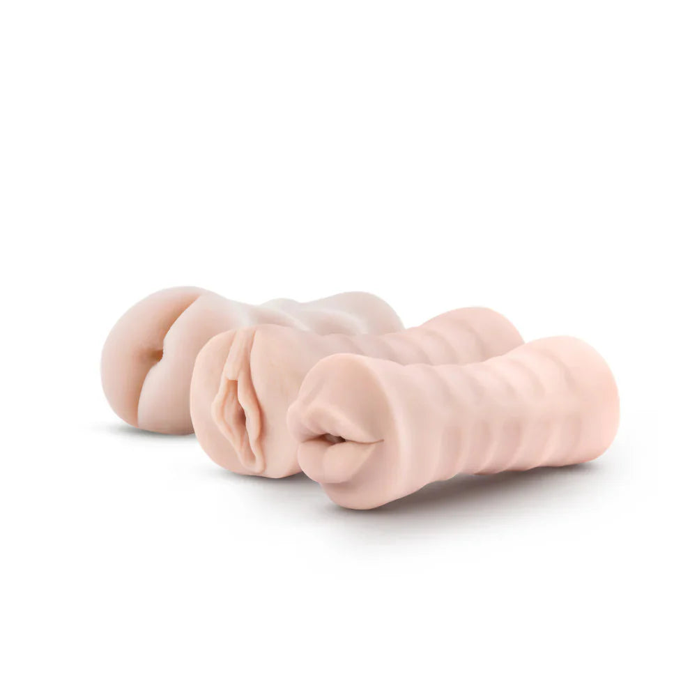 M For Men By Blush® | 3-Pack Self-Lubricating Vanilla Vibrating Masturbator / Stroker