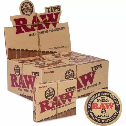 Raw Pre-Rolled Tips - 21 Tips (Single Pack or Box of 20 Packs)