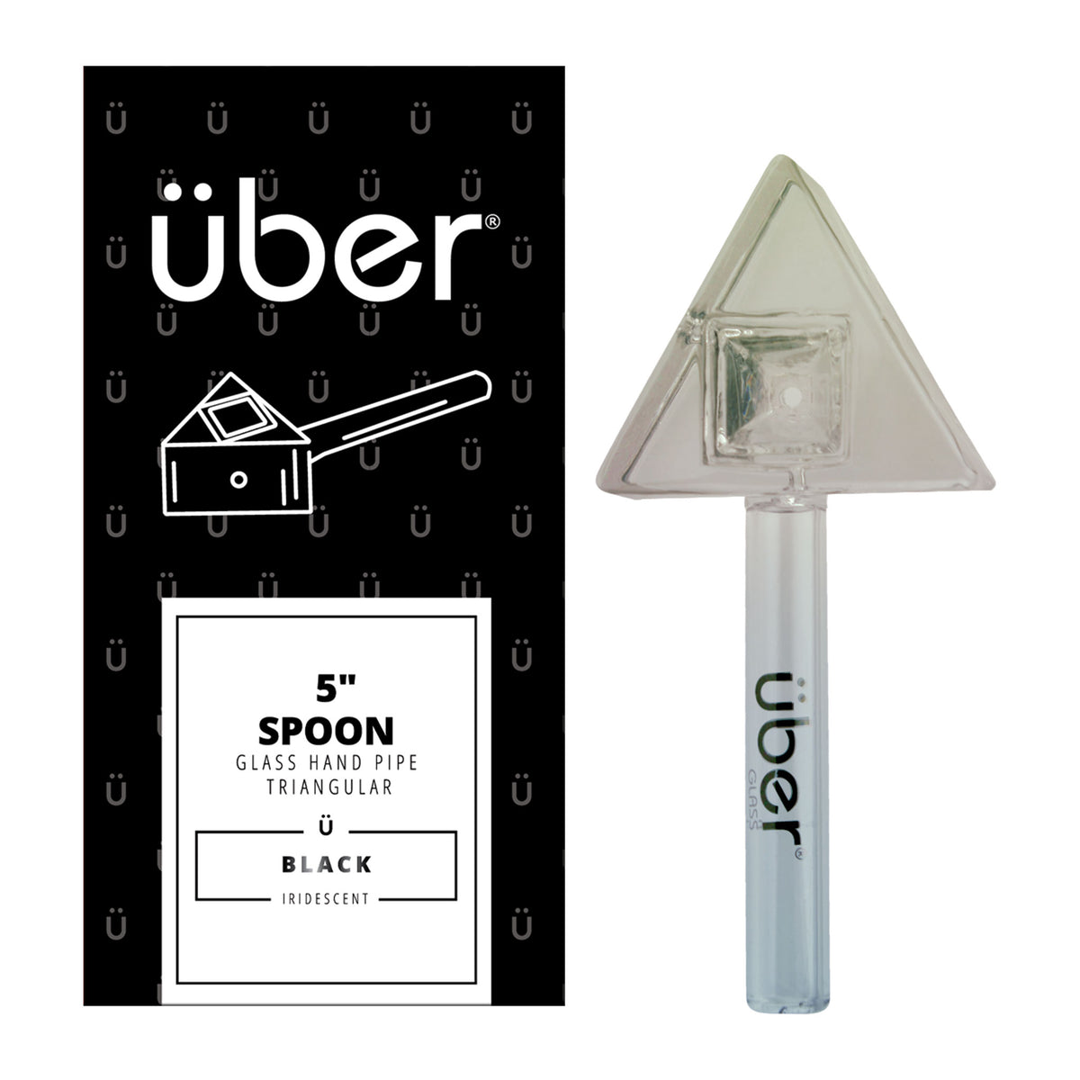 Uber Glass 5" Iridescent Spoon Triangular Black