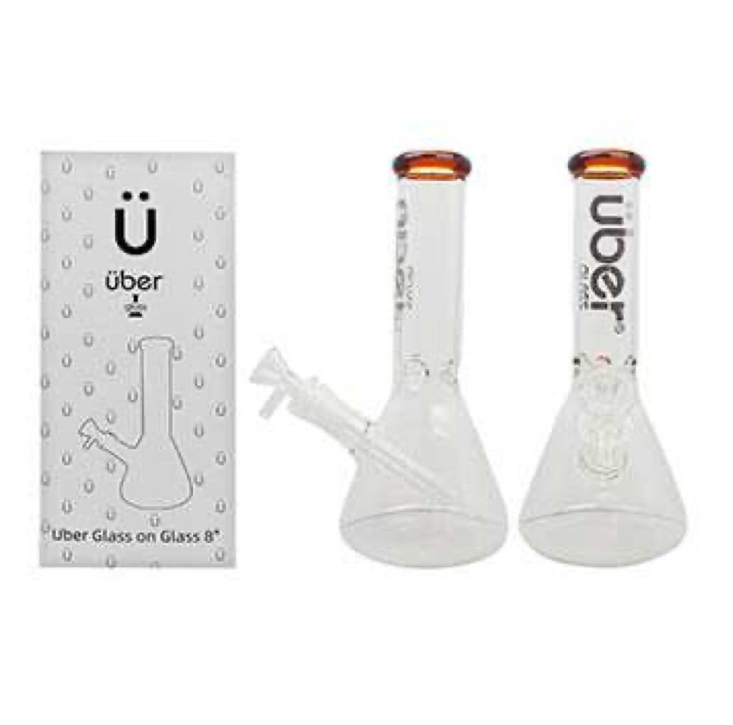 Uber GOG 8" Beaker Waterpipe Clear Amber