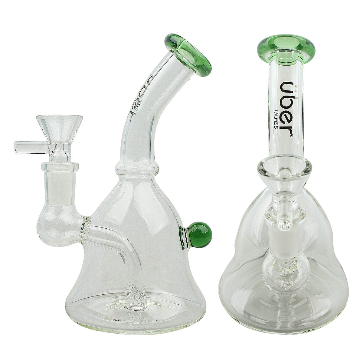 Uber 6" (4mm) Stemless Bent Neck Waterpipe - Style 001 Green