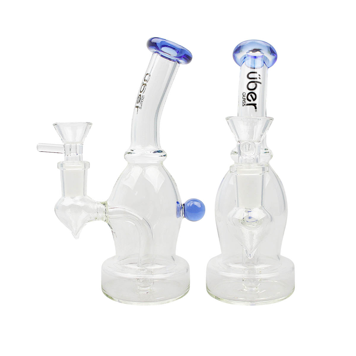 Uber 6" (4mm) Bent Neck Waterpipe w/ Ash Catcher - Style 002 Blue