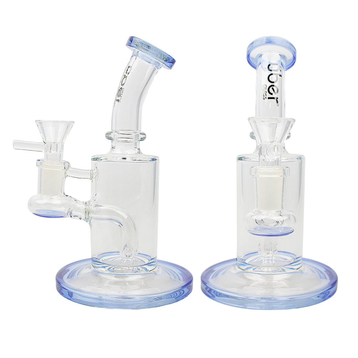 Uber 6" (4mm) Stemless Bent Neck Waterpipe - Style 003 Blue