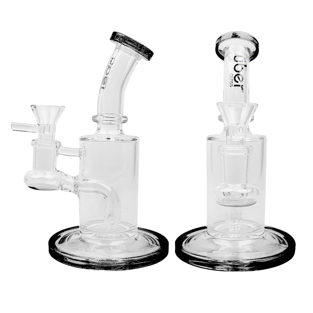 Uber 6" (4mm) Stemless Bent Neck Waterpipe - Style 003 Black