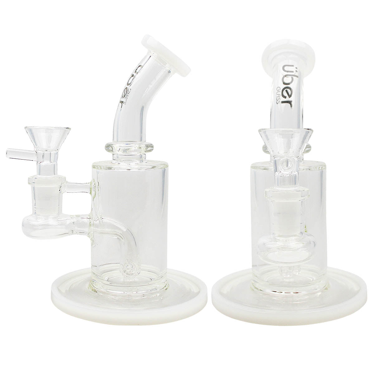 Uber 6" (4mm) Stemless Bent Neck Waterpipe - Style 003 White
