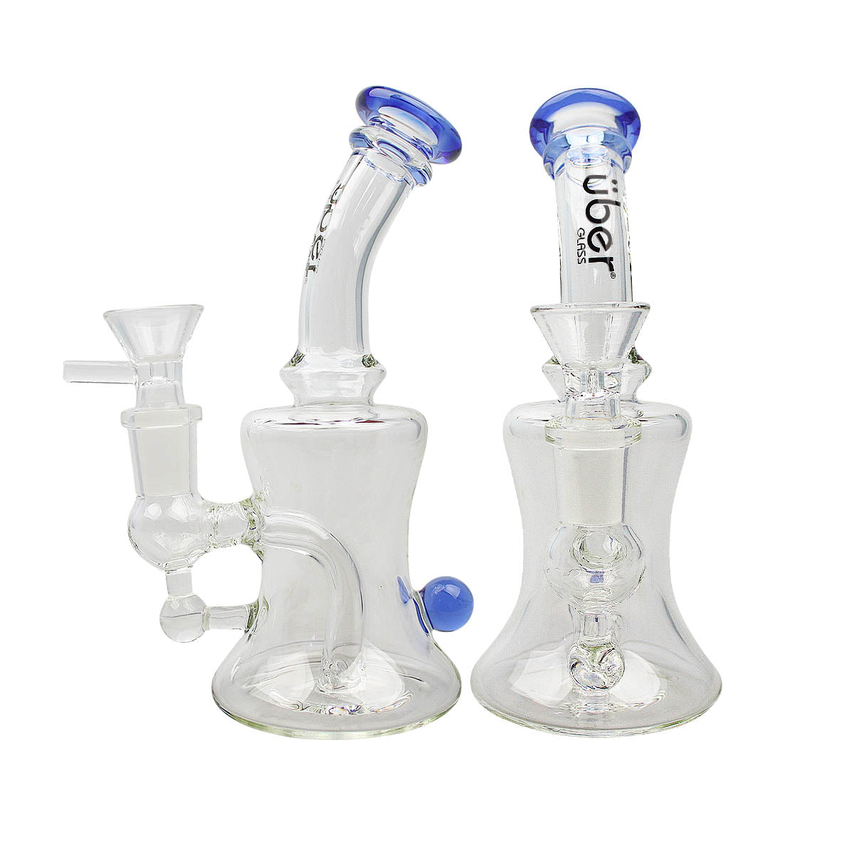 Uber 6" (4mm) Bent Neck Waterpipe w/ Ash Catcher - Style 004 Blue