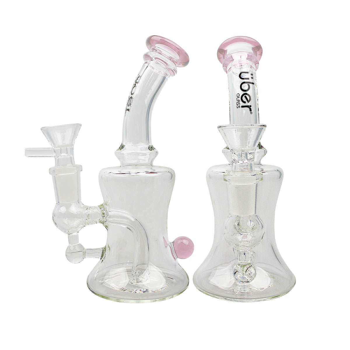 Uber 6" (4mm) Bent Neck Waterpipe w/ Ash Catcher - Style 004 Pink