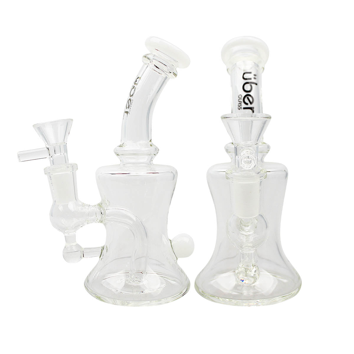 Uber 6" (4mm) Bent Neck Waterpipe w/ Ash Catcher - Style 004 White