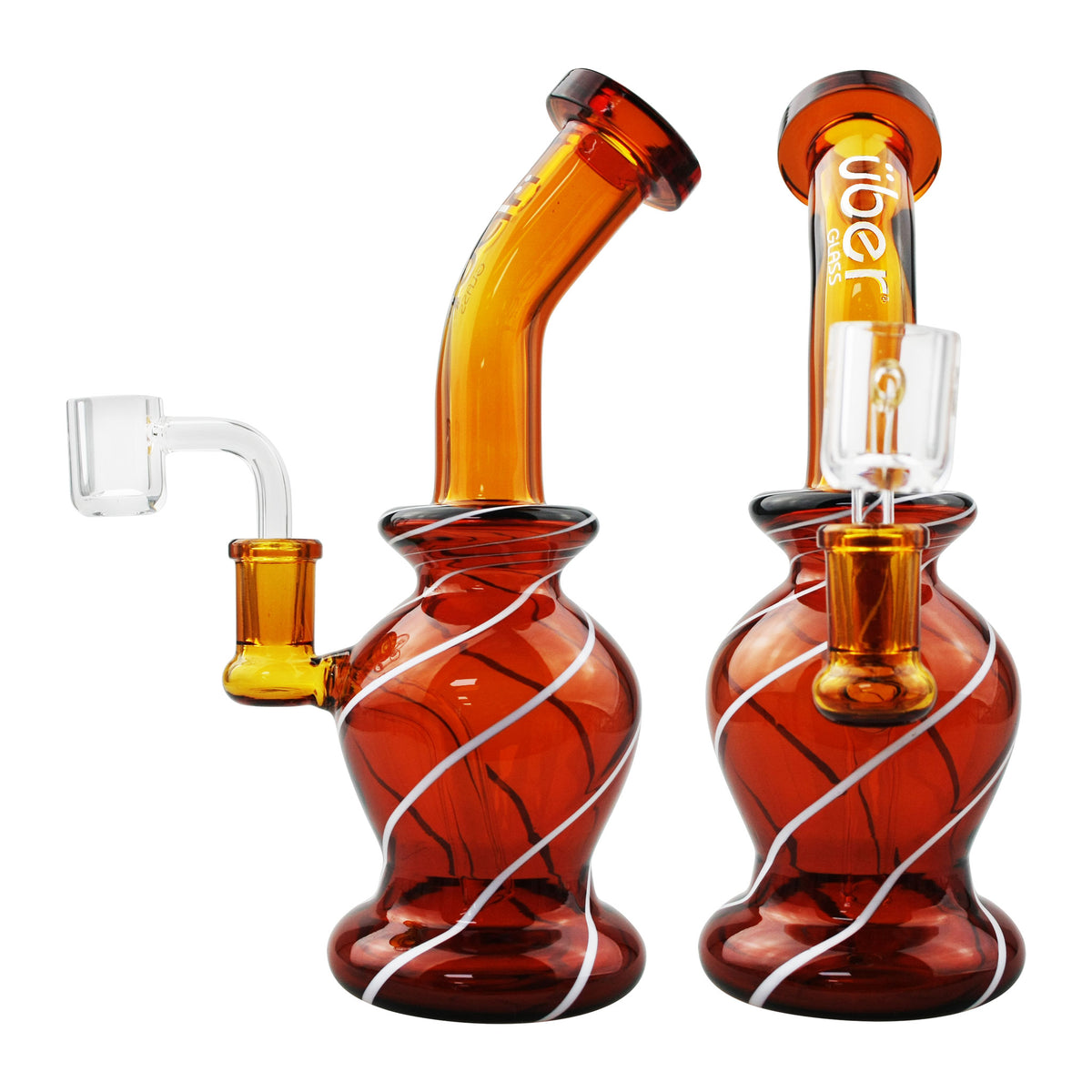 Uber 7.5" (4mm) Rig Swirl Design w/ Qtz Banger Yellow