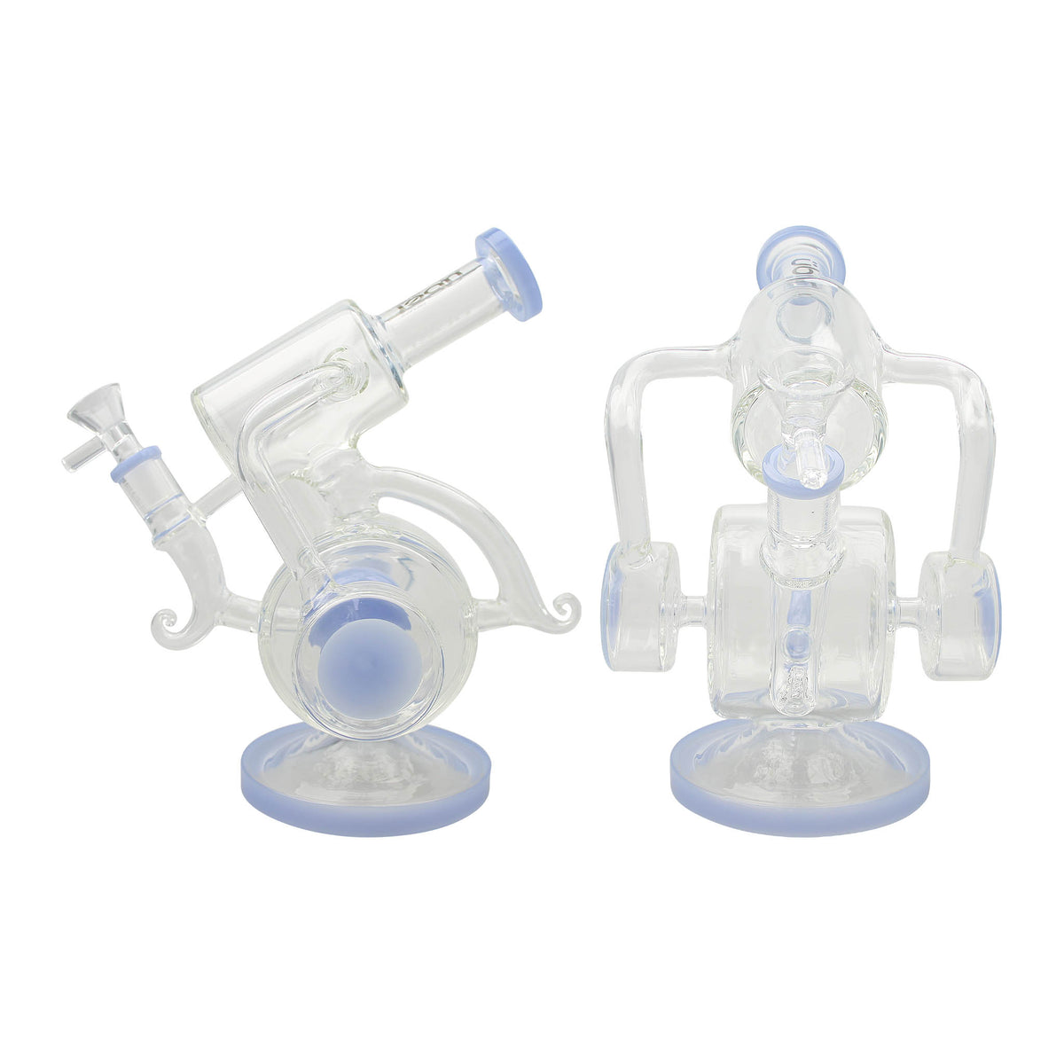 Uber 9" (5mm) Glass Recycler Waterpipe - Style 001 Jade Blue