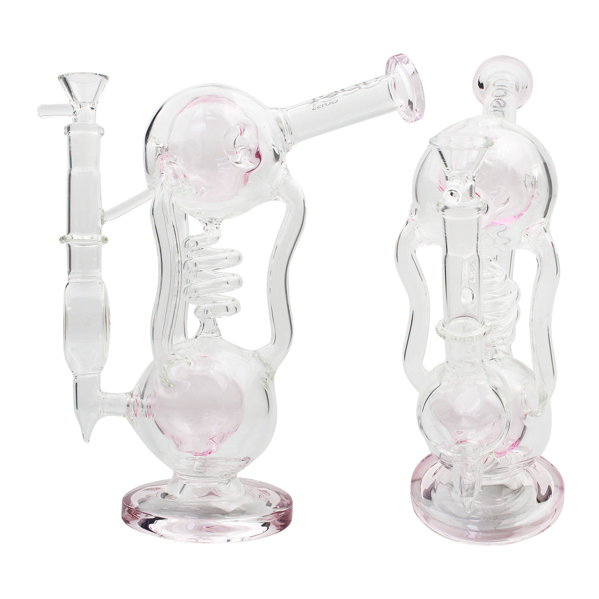 Uber 9" (5mm) Glass Recycler Waterpipe - Style 002 Pink