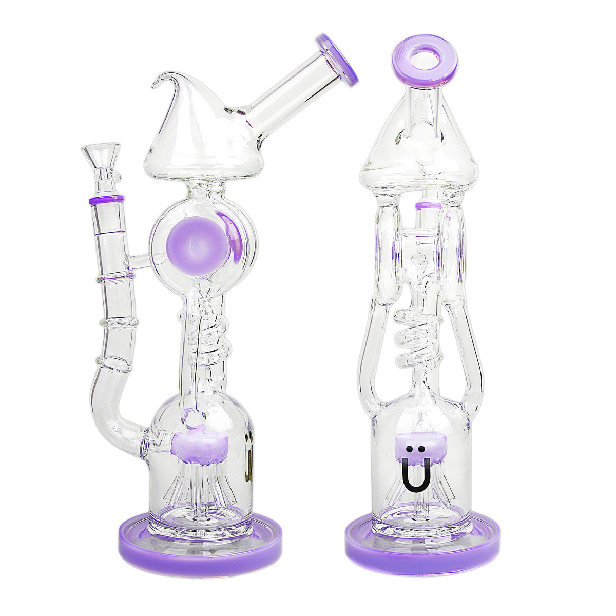 Uber 11" (5mm) Glass Recycler Waterpipe Milky Purple