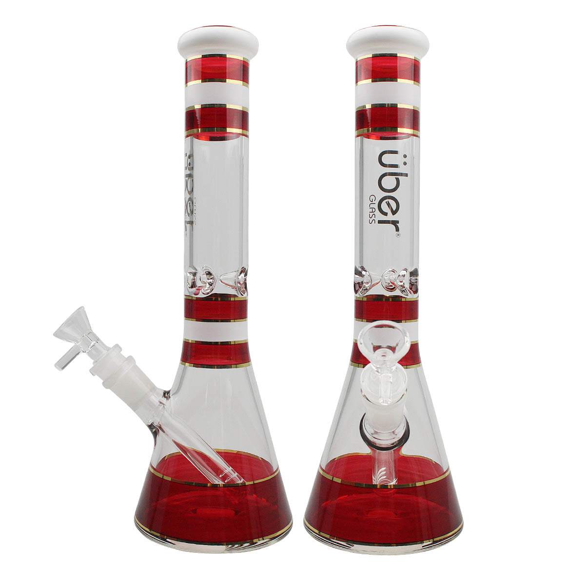 Uber GOG 12" 5mm Beaker Waterpipe w/Ice Pinch Red