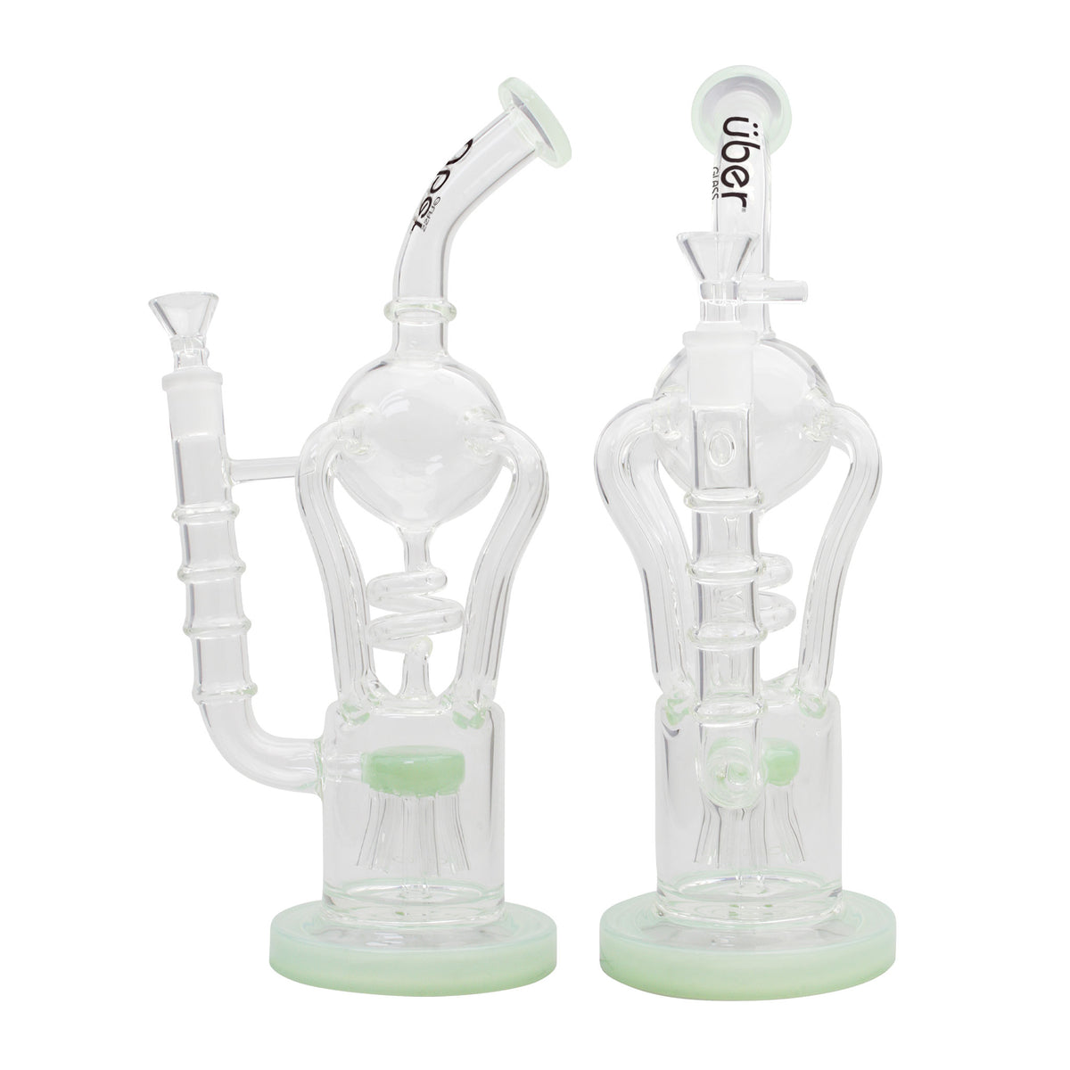 Uber 13" (5mm) Glass Recycler Waterpipe Jade Green