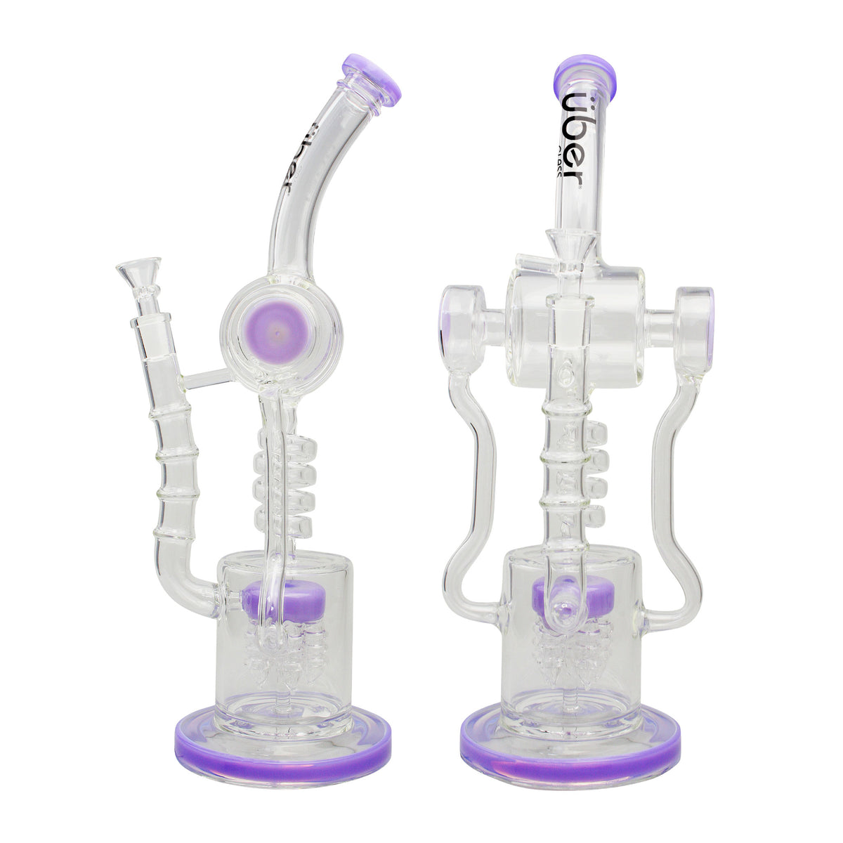 Uber 15" (5mm) Glass Recycler Waterpipe - Style 005 Milky Purple
