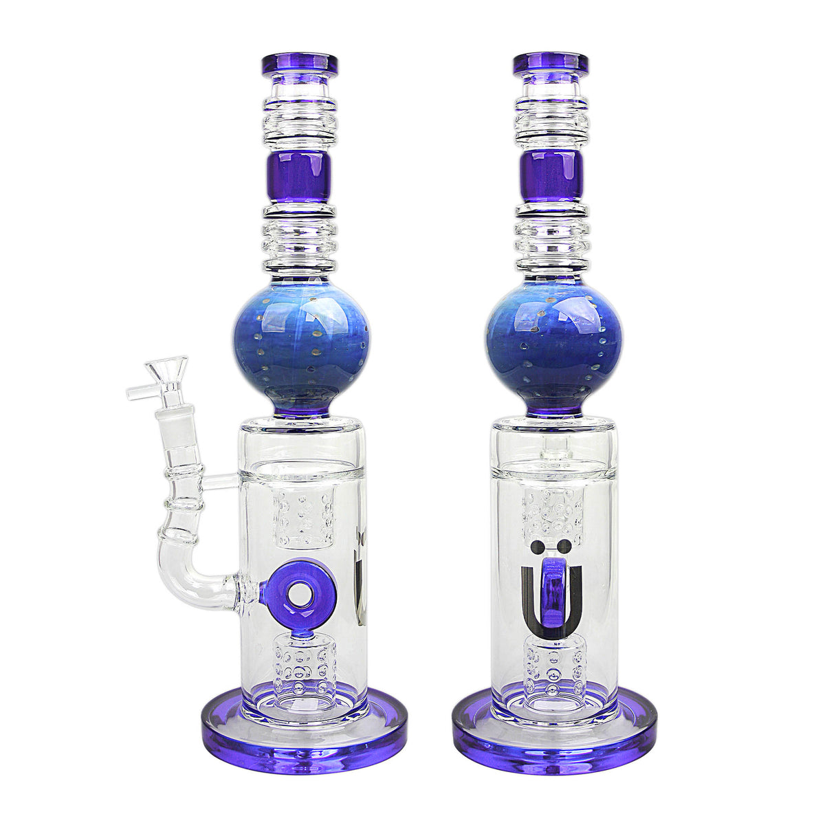 Uber 15" (5mm) Glass Recycler Waterpipe - Style 006 Blue