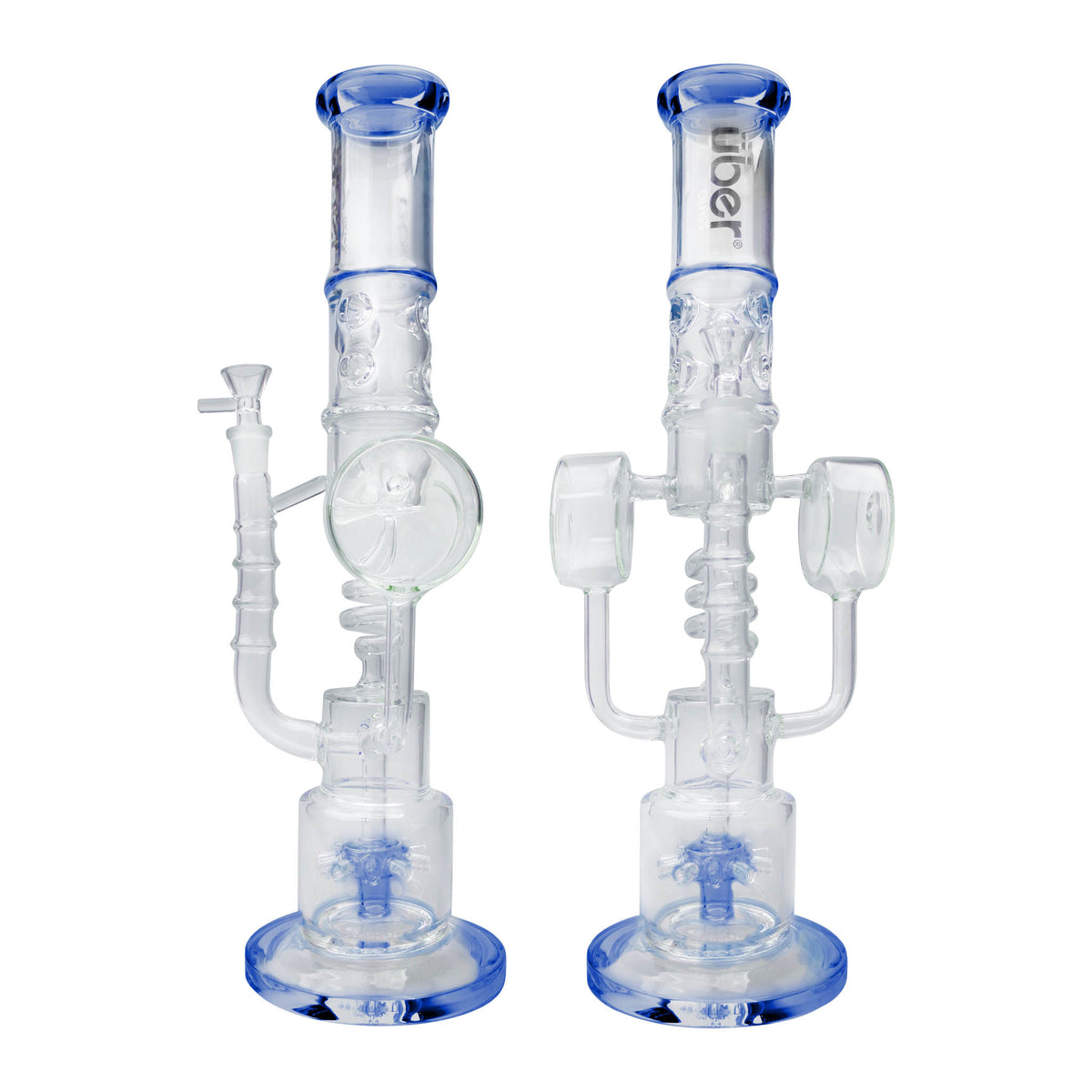 Uber 16" (5mm) Glass Recycler Waterpipe - Style 004 Blue