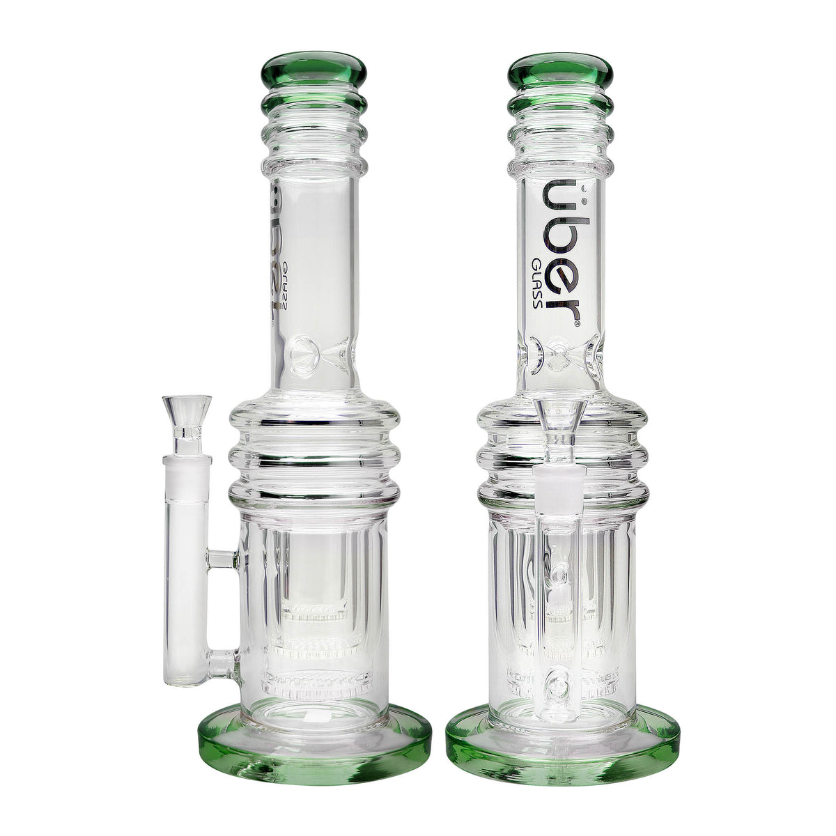 Uber 16" (5mm) Glass Recycler Waterpipe - Style 005 Green