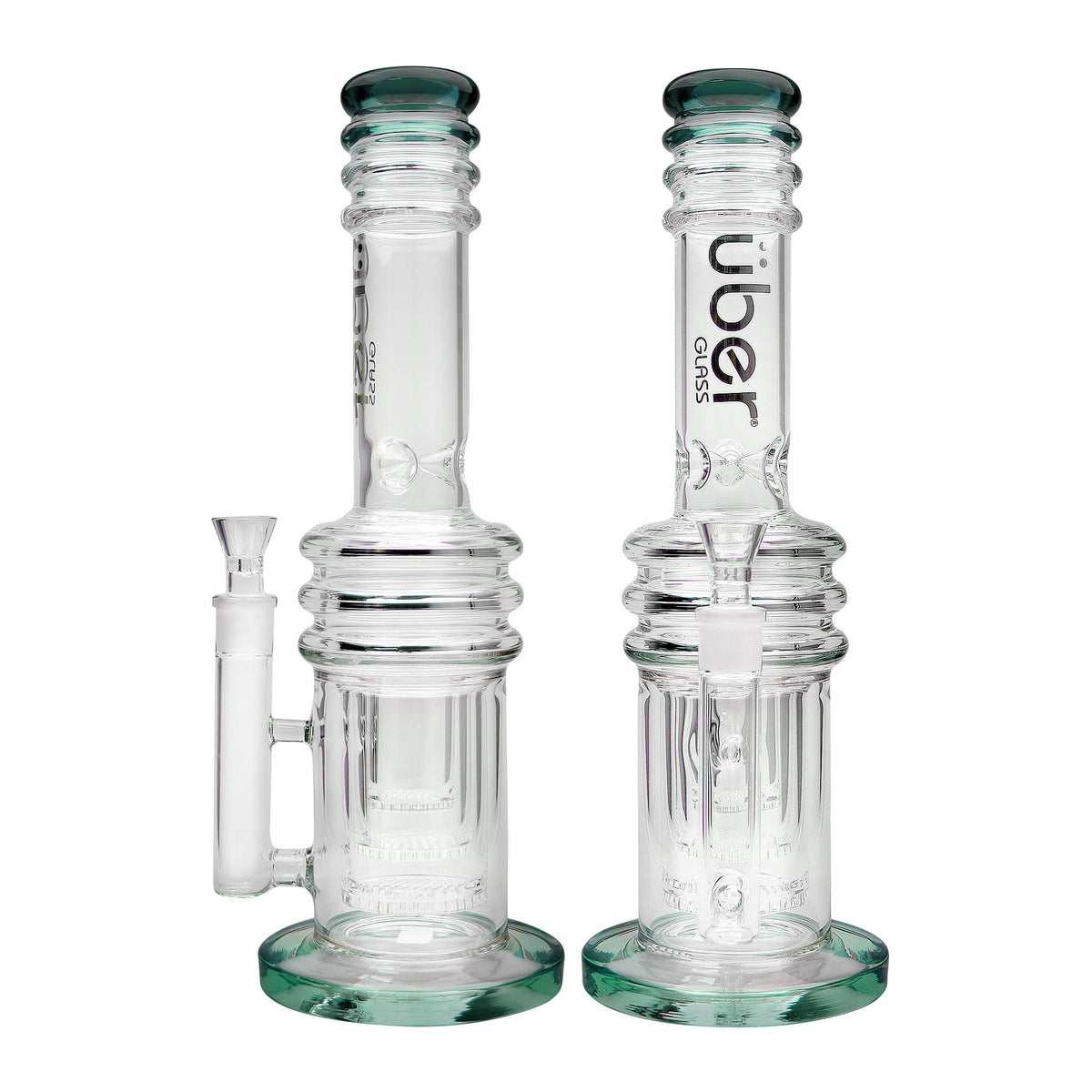 Uber 16" (5mm) Glass Recycler Waterpipe - Style 005 Lake Green