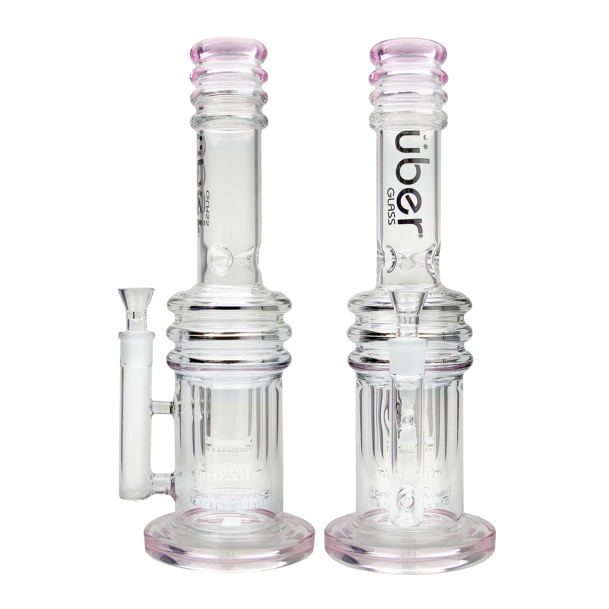 Uber 16" (5mm) Glass Recycler Waterpipe - Style 005 Pink