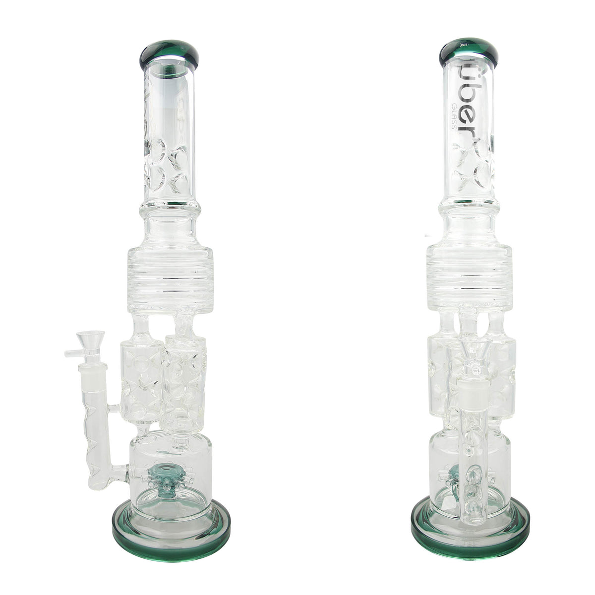 Uber 18" (5mm) Glass Recycler Waterpipe - Style 002 Lake Green