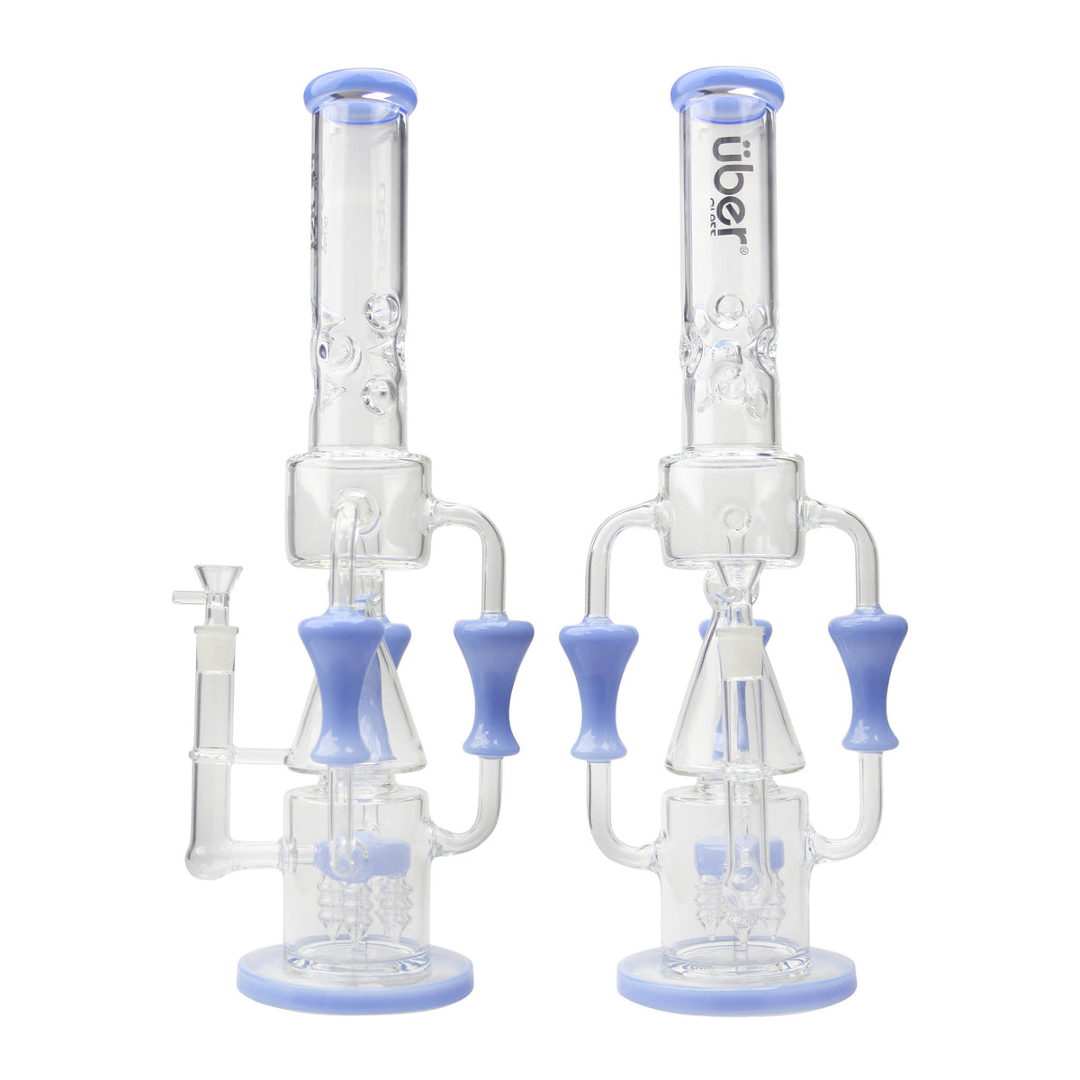 Uber 18" (5mm) Glass Recycler Waterpipe - Style 003 Jade Blue