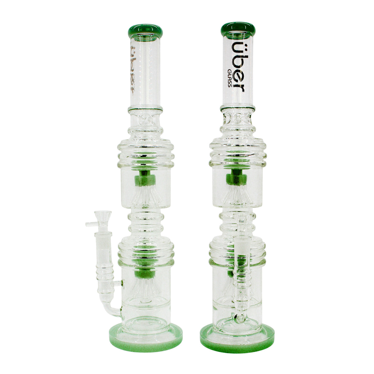 Uber 21" (5mm) Glass Recycler Waterpipe Jade Green