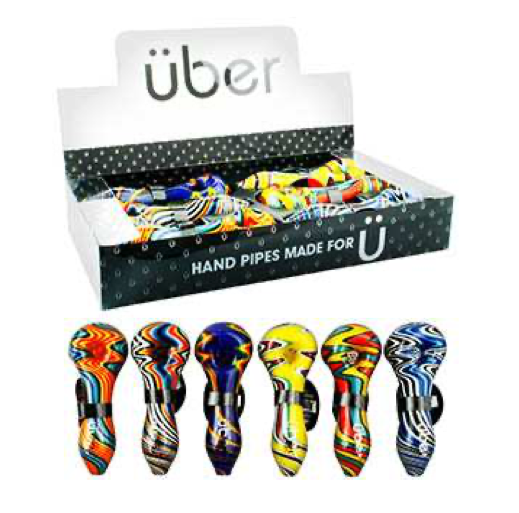 Uber I/O 4" Glass Spoon w/ Built-In Screen 6CT Display Design S12