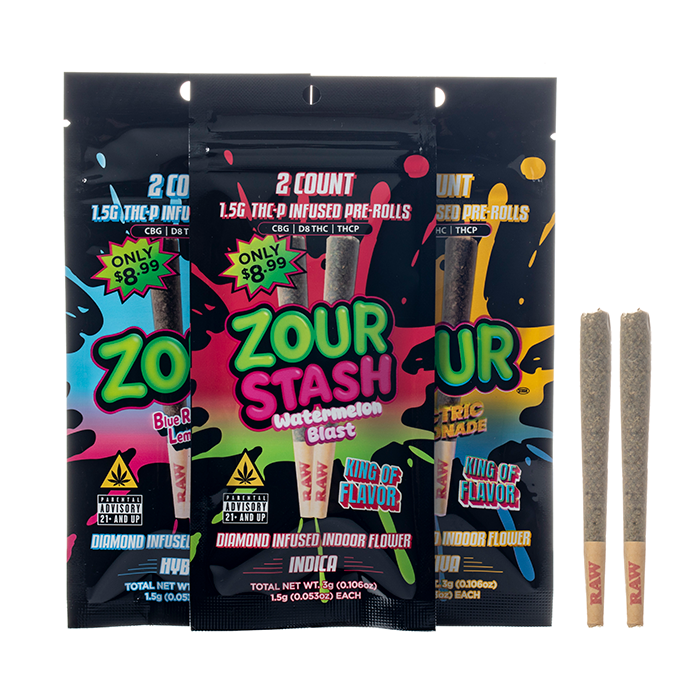 Zour Stash Diamond Infused THCP Prerolls 3G
