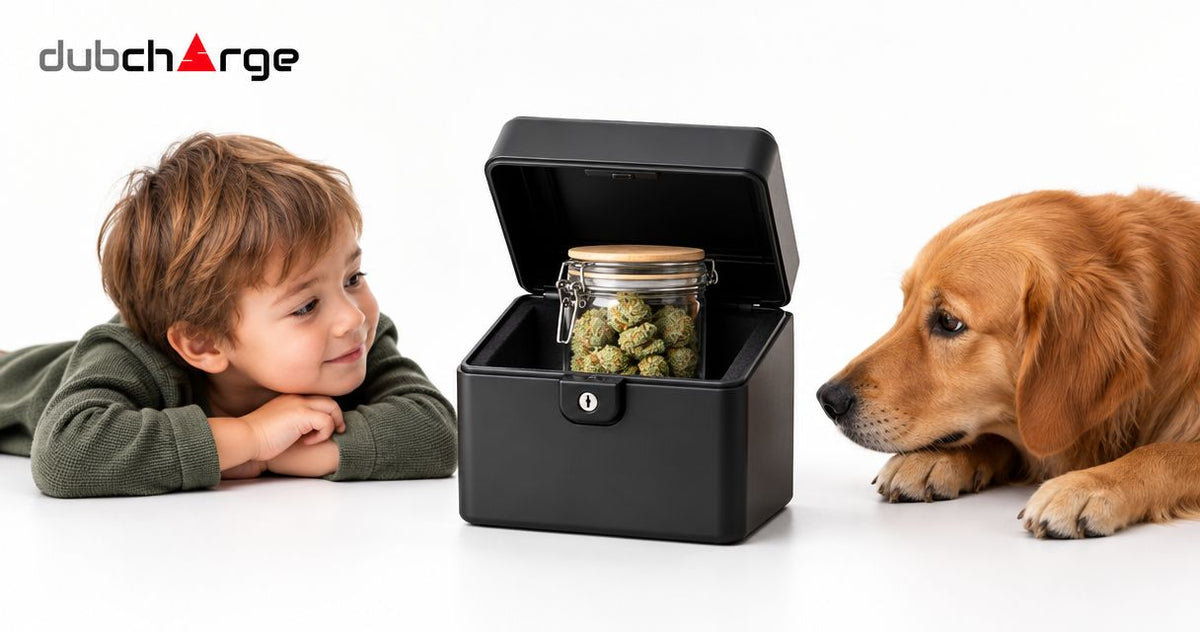How do you keep stored cannabis away from children and pets?