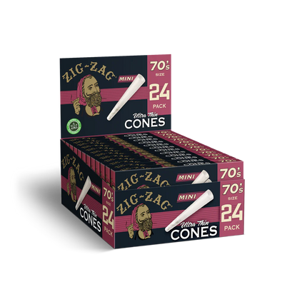 Zig Zag Mini Ultra Thin Cones 70mm - 24 Cones Per Pack - 12 Packs Per Display