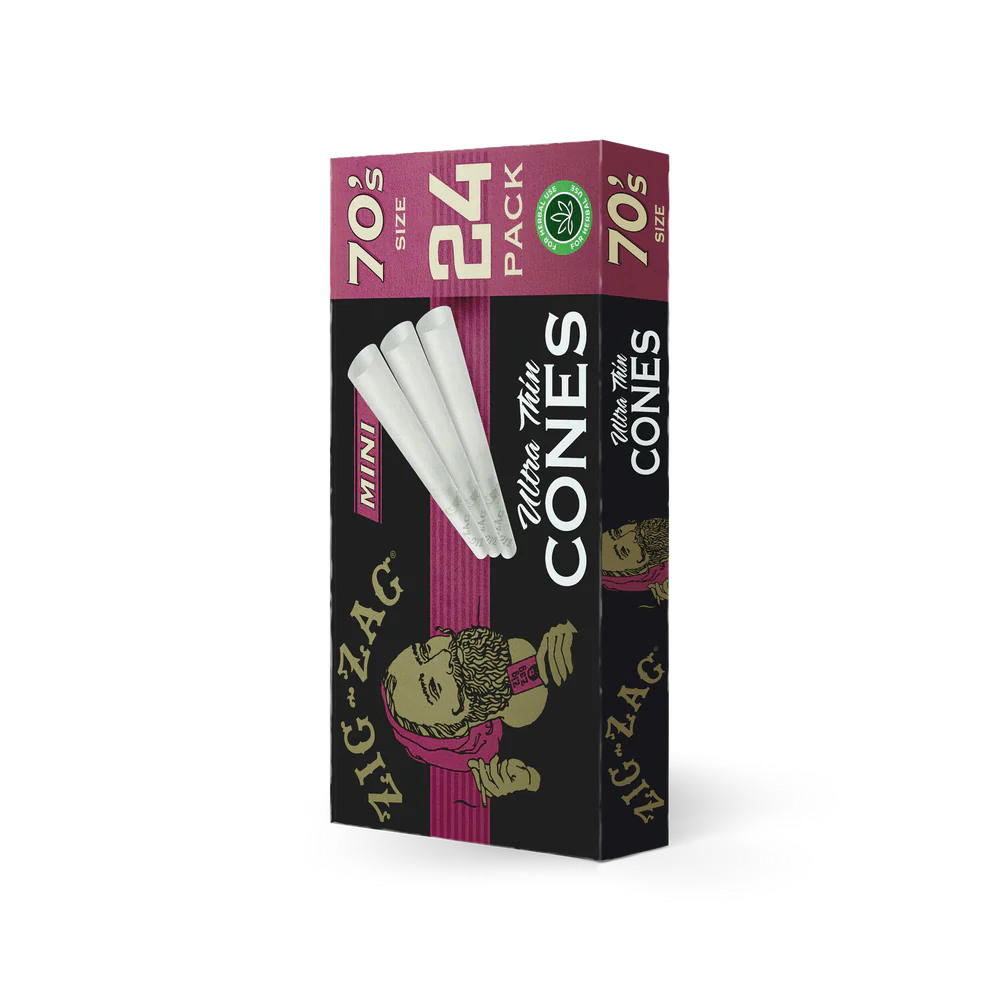 Zig Zag Mini Ultra Thin Cones 70mm - 24 Cones Per Pack - 12 Packs Per Display