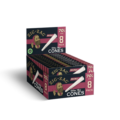 Zig Zag - Mini Ultra Thin Cones 70mm - 8 Per Pack - 18 Packs Per Display