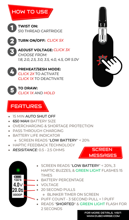 510 Thread Battery - The Volt - Advanced and Innovative Vape Battery