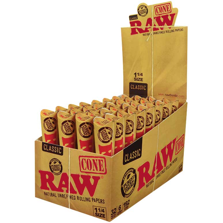 RAW 1.25 Pre-Roll 6pk Cones or Box of 32 Packs