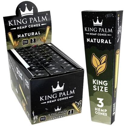 King Palm - KING SIZE Hemp Cones - 3 Counts Per Pack - 30 Packs Per Box