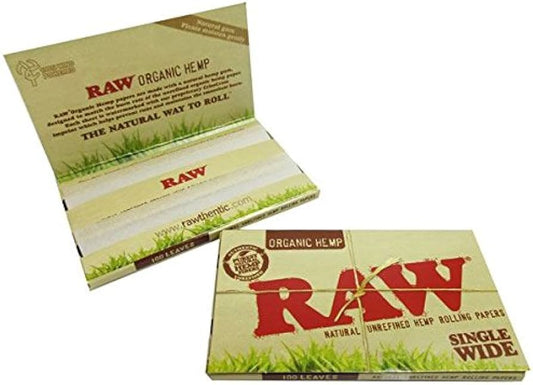 Raw - Organic Hemp - Single Wide Rolling Papers - 25 Pack Per Box