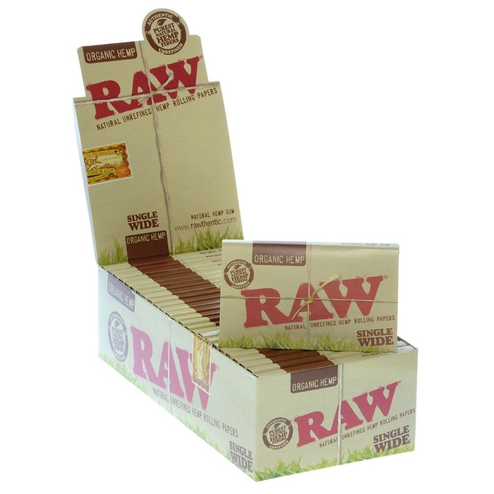 Raw - Organic Hemp - Single Wide Rolling Papers - 25 Pack Per Box