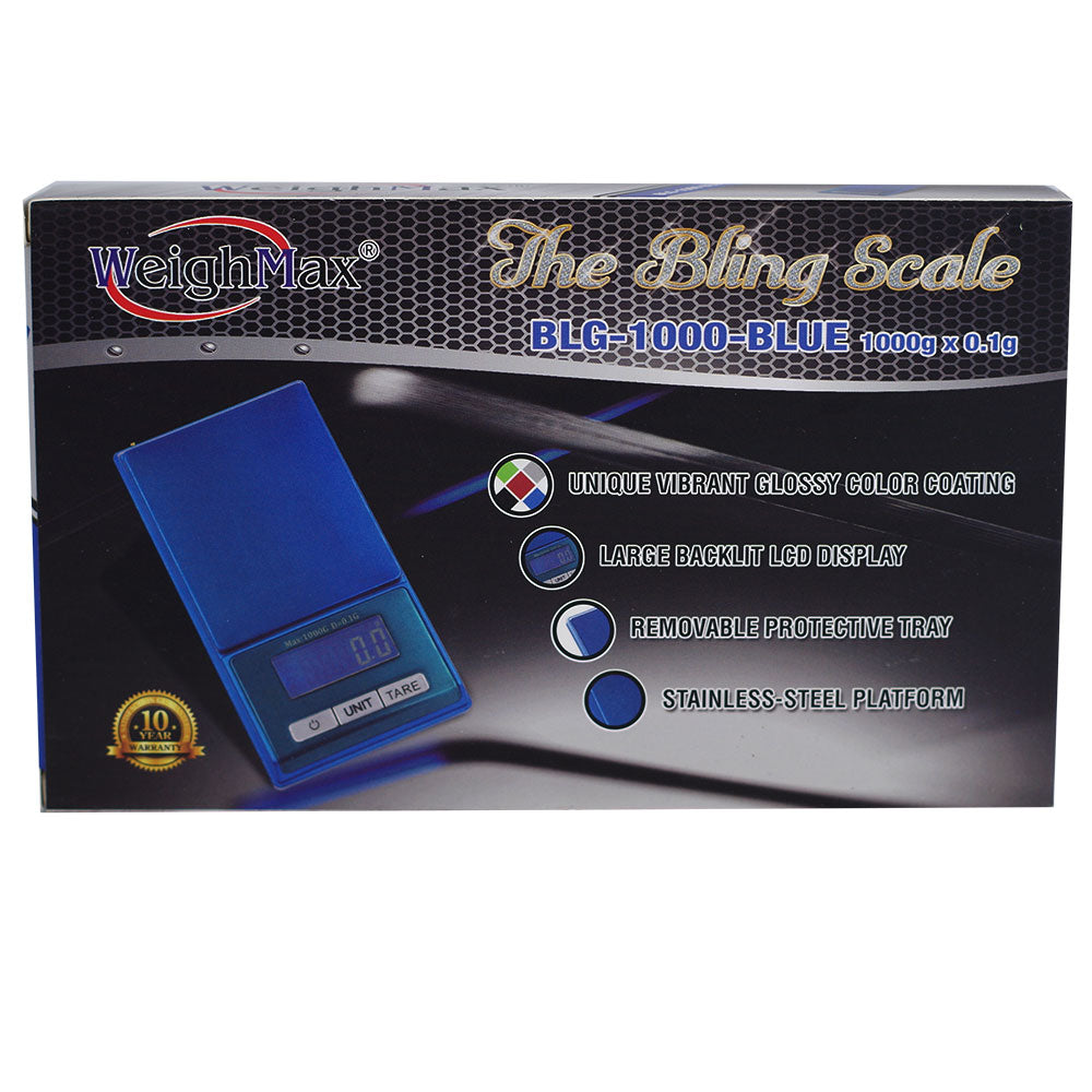 WeighMax BLG Bling Digital Pocket Scale 1000g x 0.1g Blue