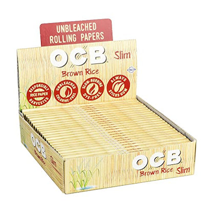 Ocb Brown Rice Slim Paper - 24 Booklets Per Display