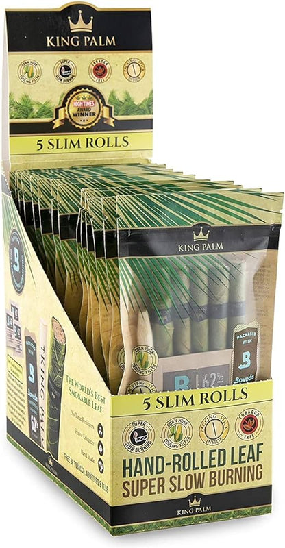 King Palm Slim Size Rollies Super Slow Burner - 5 Rollies Per Pack - 15 Packs Per Display