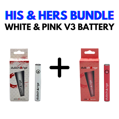 His & Hers Bundle: White & Pink V3 Battery - Stylish and Functional Batteries for Couples and Friends