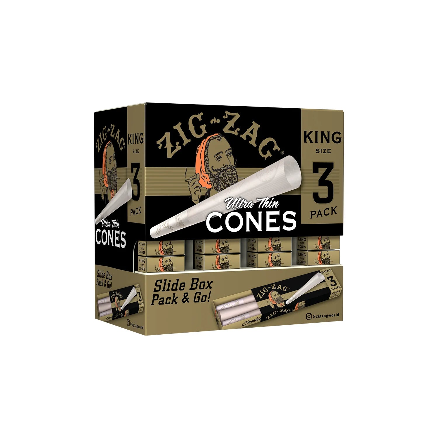 Zig Zag Ultra Thin Cones - King Size - 3 Cones Per Pack - 36 Packs Per Display