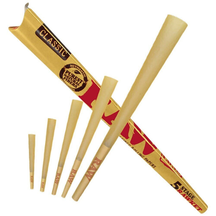 Raw 5 Stage Rawket Raw Cones - 1Pc - Variety Pack of High-Quality Pre-Rolled Cones